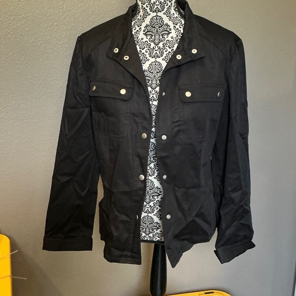 Men's Classic Black Military Jacket Size Medium
